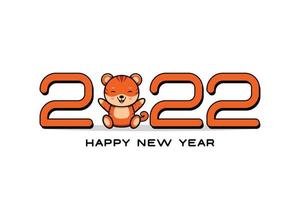 feliz ano novo 2022. design simples com tema animal tigre, adequado para designs temáticos infantis, como pôsteres, banners, calendários. vetor