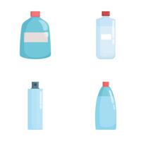 conjunto do vários limpar \ limpo plástico garrafas ícones vetor