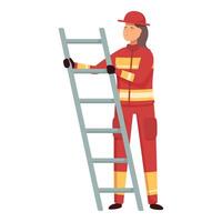 fêmea bombeiro com escada ilustração vetor