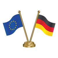 europeu União e Alemanha mesa bandeiras. vetor