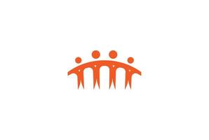 humano abstrato junto com ponte para o trabalho em equipe educação caridade fundação logotipo design vector