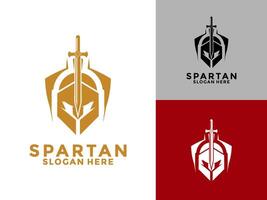 espartano capacete com escudo e espada logotipo Projeto modelo, espartano identidade logotipo ícone ilustração vetor