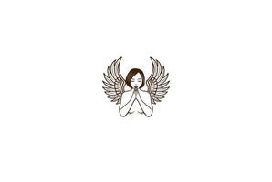 vintage retro anjo pray rezando t shirt logo design vector