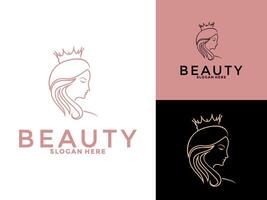 beleza mulheres com coroa logotipo Projeto inspiração, feminino mulher logotipo modelo vetor