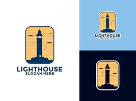 farol logotipo. Porto ícone. luz baliza símbolo. marítimo torre logotipo ilustração. vetor