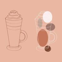 isto ilustração características duas linhas arte desenhos do gelado café bebidas. ambos bebidas estão retratado com açoitado creme em topo e estão dentro alta óculos com alças vetor