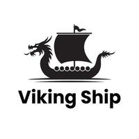 vintage viking escaler com Dragão cabeça silhueta ilustração pode estar usava para seu Projeto necessidades vetor