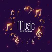 música festival show fundo com dourado musical notas vetor