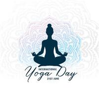 mundo ioga dia 21 Junho mandala fundo Projeto vetor