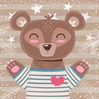 Ilustração de inverno bonito. Personagens de urso. vetor