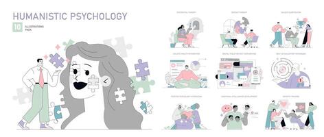 humanista psicologia. plano ilustração vetor