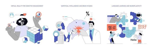 neuroplasticidade. plano ilustração vetor