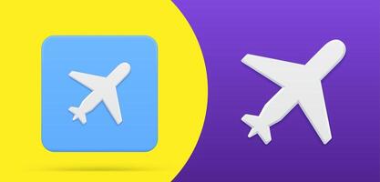 simples avião 3d ícone botão conjunto ilustração. logotipo modelo vôo transporte vetor