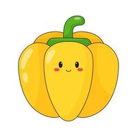 personagem de pimentão amarelo kawaii bonito. ilustração plana dos desenhos animados, ícone, logotipo, adesivo isolado no fundo branco. vetor