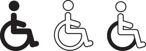 ícone de cadeira de rodas. símbolo de deficientes físicos. conjunto de símbolos para cadeiras de rodas vetor