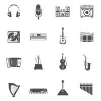 Conjunto de ícones de instrumentos musicais vetor