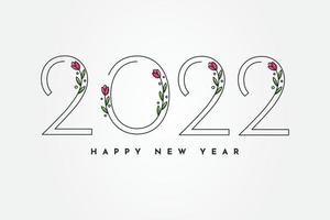 feliz ano novo 2022 com flores vetor