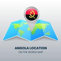 ícone de localização de angola no mapa mundial, ícone de alfinete redondo de angola vetor