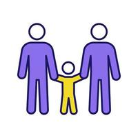 ícone de cor da família gay. dois pais com filho. pais do mesmo sexo. pais LGBT. dois homens com criança. adoção gay. ilustração vetorial isolada vetor