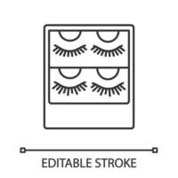 ícone linear de embalagem de cílios postiços. ilustração de linha fina. conjunto de extensão de cílios temporária. Tiras de cílios de volume 3D. símbolo de contorno. desenho de contorno isolado do vetor. curso editável vetor