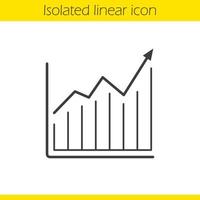 ícone linear do gráfico de crescimento. diagrama com ilustração de linha fina de curva. símbolo de contorno de aumento de renda. desenho de contorno isolado de vetor