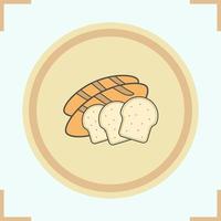 ícone de cor de pão. pedaços de pão fatiado. produtos de mercearia. brindes em placa de madeira ilustração vetorial isolada vetor
