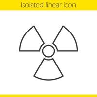 ícone linear de sinal de radiação. ilustração de linha fina de energia nuclear. símbolo de contorno de perigo radioativo. desenho de contorno isolado de vetor