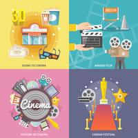 cinema 4 flat icons square composition vetor