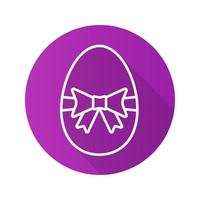 ícone de sombra longa plana linear de ovo de Páscoa. ovo de Páscoa com arco e fita. símbolo de linha de vetor