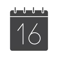 ícone de glifo do calendário de 16 de abril. símbolo da silhueta. dia de Páscoa. espaço negativo. ilustração isolada do vetor