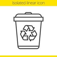ícone de lixeira linear. ilustração de linha fina de lata de lixo. símbolo de contorno do cesto de lixo. desenho de contorno isolado de vetor