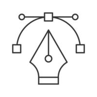 ícone linear de bico de caneta-tinteiro. ferramenta de caneta de computador. ilustração de linha fina. desenhando. símbolo de contorno. desenho de contorno isolado de vetor