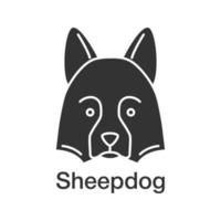 ícone de glifo de cão pastor das Shetland. cão pastor. símbolo da silhueta. espaço negativo. ilustração isolada do vetor