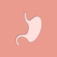 ícone de corte de papel de estômago. trato gastrointestinal. ilustração isolada da silhueta do vetor