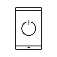 desligue o ícone linear do smartphone. ilustração de linha fina. telefone inteligente com símbolo de contorno do botão desligar. desenho de contorno isolado de vetor