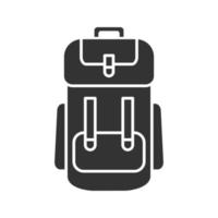ícone de glifo de mochila de acampamento. mochila, mochila. símbolo da silhueta. espaço negativo. ilustração isolada do vetor