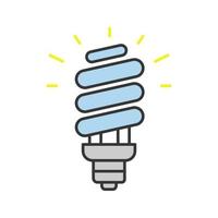 ícone de cor de lâmpada economizadora de energia. lâmpada fluorescente compacta. luz de eficiência energética. ilustração vetorial isolada vetor