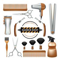 Conjunto de ferramentas de barbearia vetor