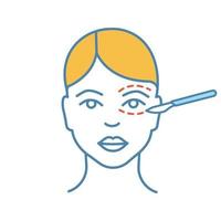 ícone de cor de blefaroplastia. cirurgia plástica das pálpebras. cirurgia de elevação dos olhos. rejuvenescimento facial cirúrgico. ilustração vetorial isolada vetor