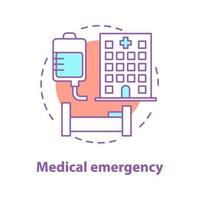 ícone do conceito de hospital. ilustração de linha fina de ideia de medicamento. emergência Médica. tratamento. desenho de contorno isolado de vetor