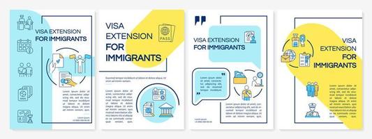 modelo de folheto de extensão de visto. permissão de entrada na fronteira. folheto, livreto, impressão de folheto, design da capa com ícones lineares. layouts de vetor para apresentação, relatórios anuais, páginas de anúncios