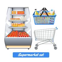 Conjunto realista de supermercado vetor