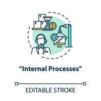 ícone do conceito de processos internos. operação de sistema. atração do cliente. adquirir clientes. otimização ideia ilustração de linha fina. desenho de cor rgb de contorno isolado de vetor. curso editável vetor