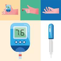 cinco ícones de monitores de glicose vetor