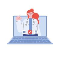 médica no laptop vetor