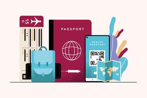 ícones de passaporte de saúde digital vetor