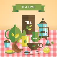 Impressão de cartaz decorativo vintage de hora do chá vetor