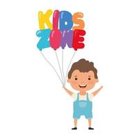 garotinho fofo com balões de hélio para crianças vetor