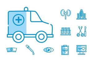 desenho vetorial conjunto de ícones médicos isolados vetor