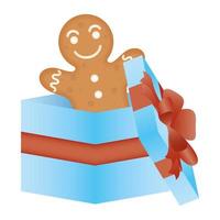 presente caixa de presente de natal com biscoito de gengibre vetor